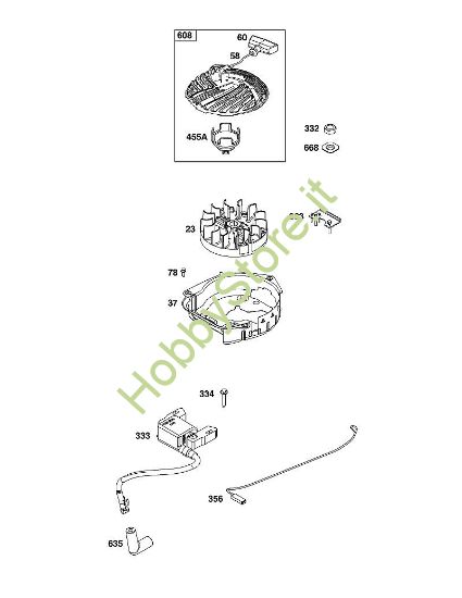 J - GRUPPO VOLANO, ACCENSIONE E MOTORINO DI AVVIAMENTO B&S - 08 €¦ 08P502-0129-H1 brand Stihl